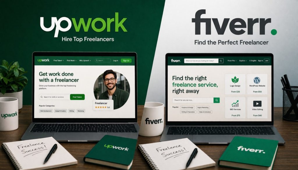 make money online as a student upwork and fivver image