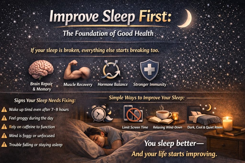 Improve sleep first for better health, brain function, recovery, and overall well-being